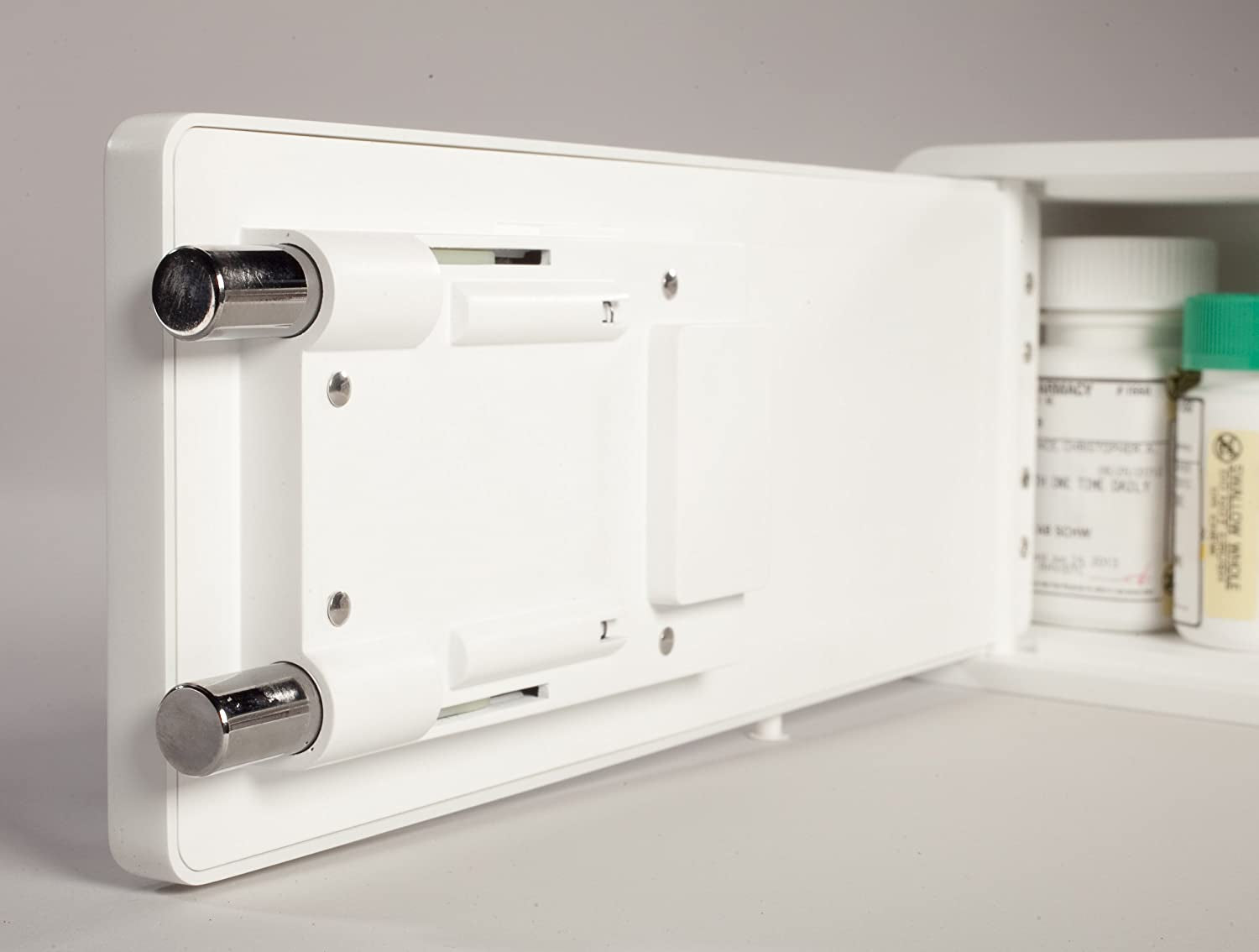 -Lock Box to Secure Prescription Medication-Fits inside Medicine Cabinets/Vanity Drawer, White